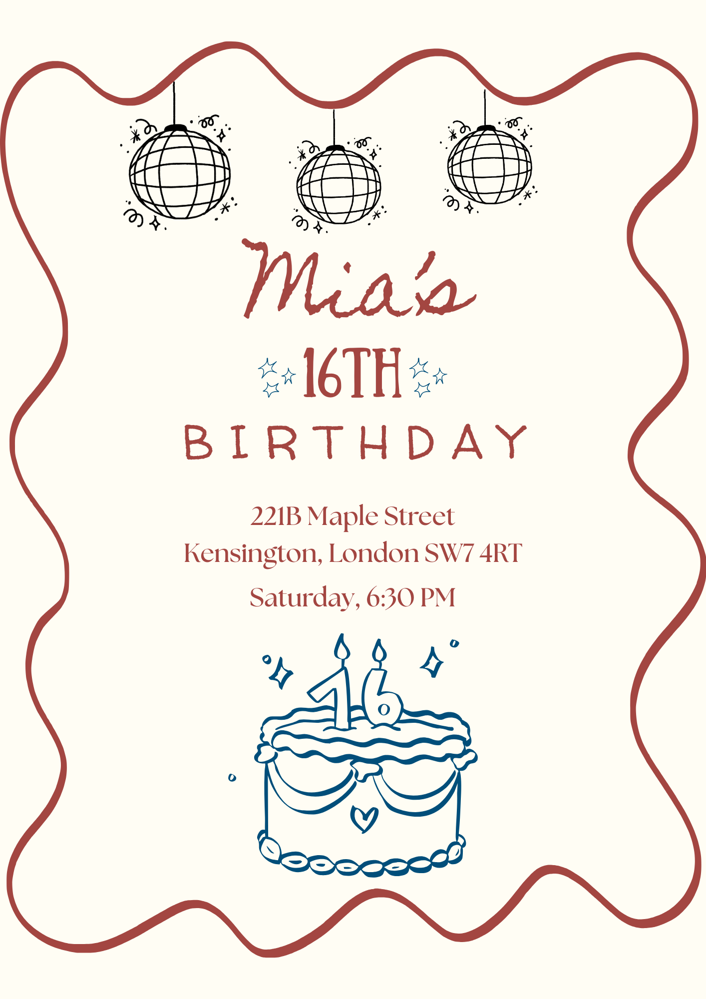 editable 16th birthday card template (digital download)