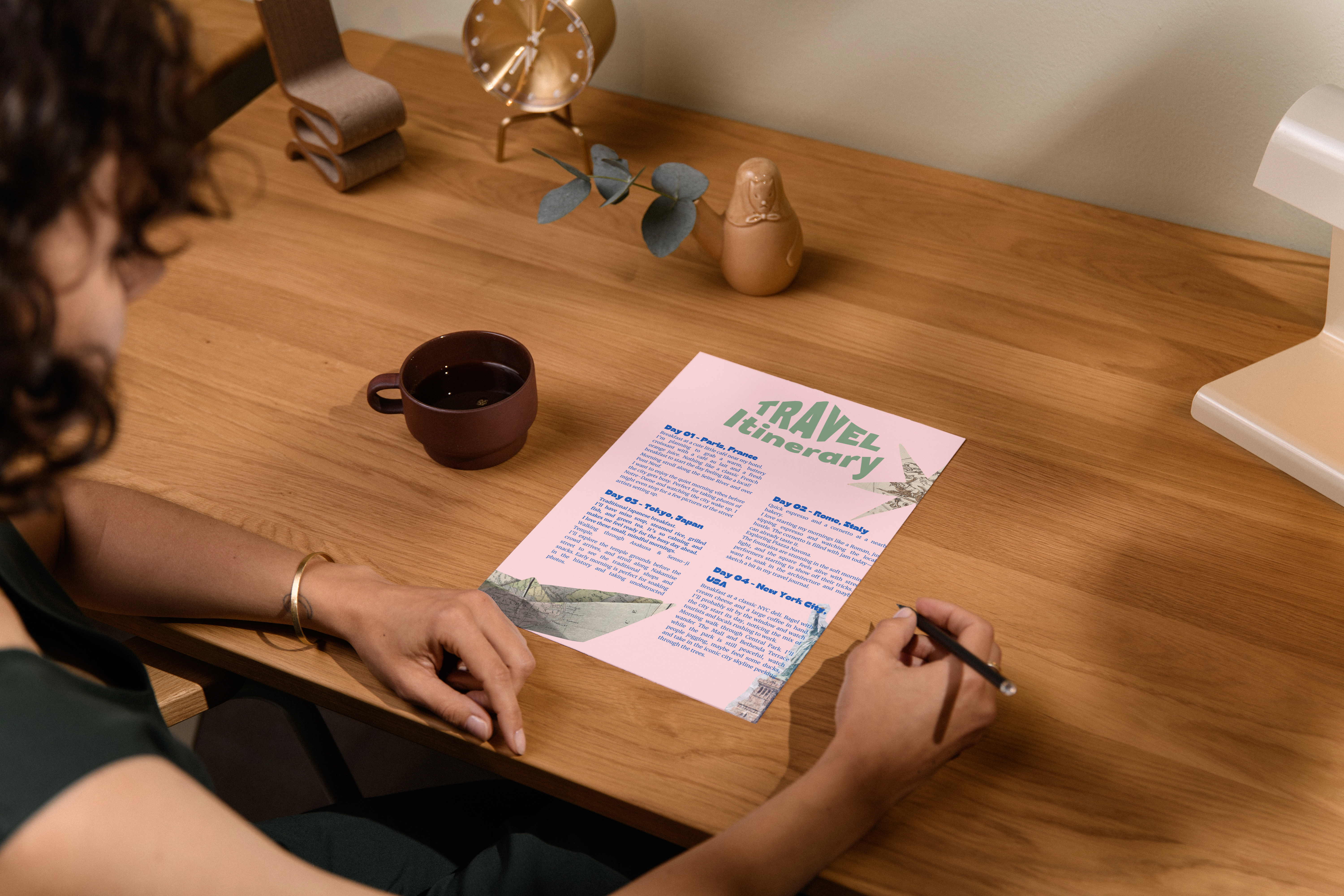 Home mockuuups a4 mockup on a wooden desk with decor items
